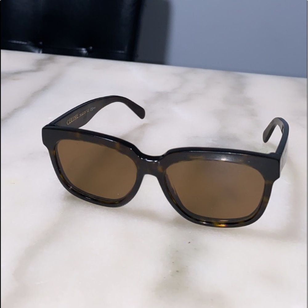 Celine Polarized Rectangular Acetate Sunglasses - image 1